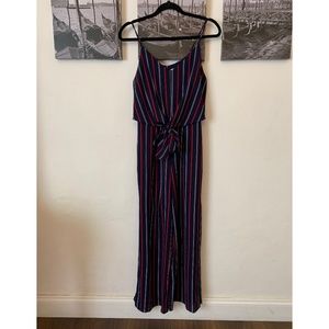 Striped Jumpsuit with Slits